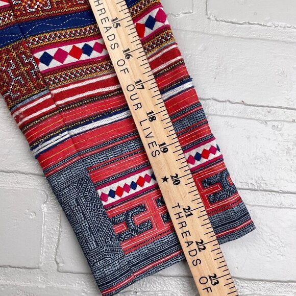 Coldwater Creek Jacket Women 8 Petite Red Blue Geometric Stripe Boho Diamond - Picture 9 of 11